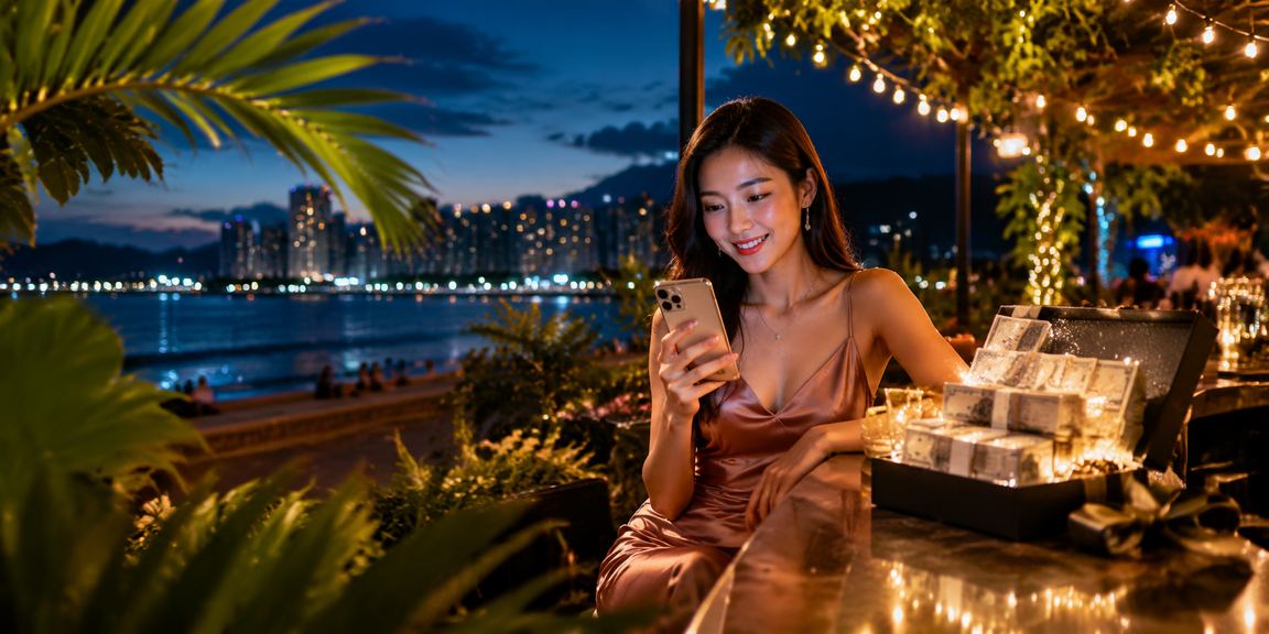 Skrin telefon menunjukkan putaran slot progresif di kasino mudah alih Malaysia